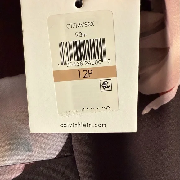 Calvin Klein Black and Pink Floral Zipper Dress Size 12P - Picture 6 of 6